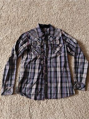 Plaid Long-Sleeve Shirt - Blue/Gray